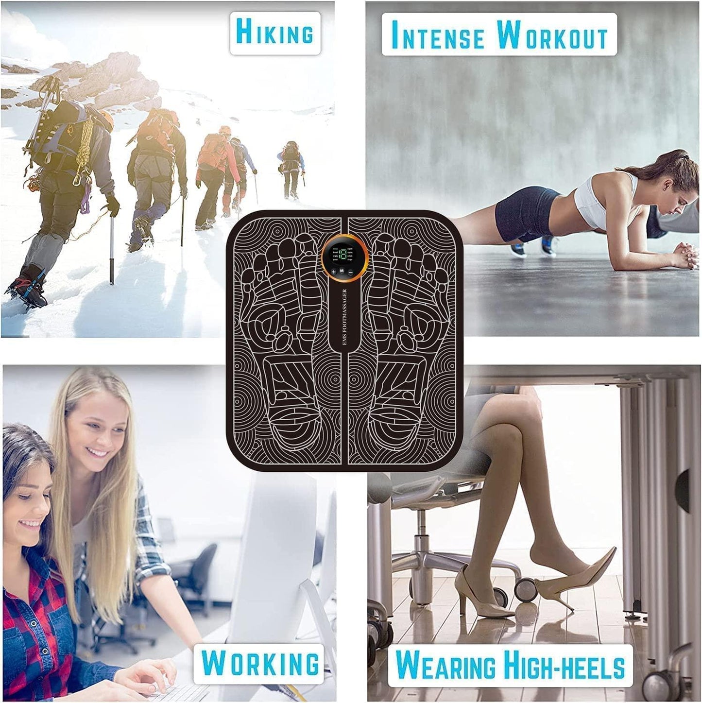 EMS Foot Massager Mat – Instant Pain Relief, Improved Blood Circulation & Muscle Relaxation (8 Modes, 19 Levels)
