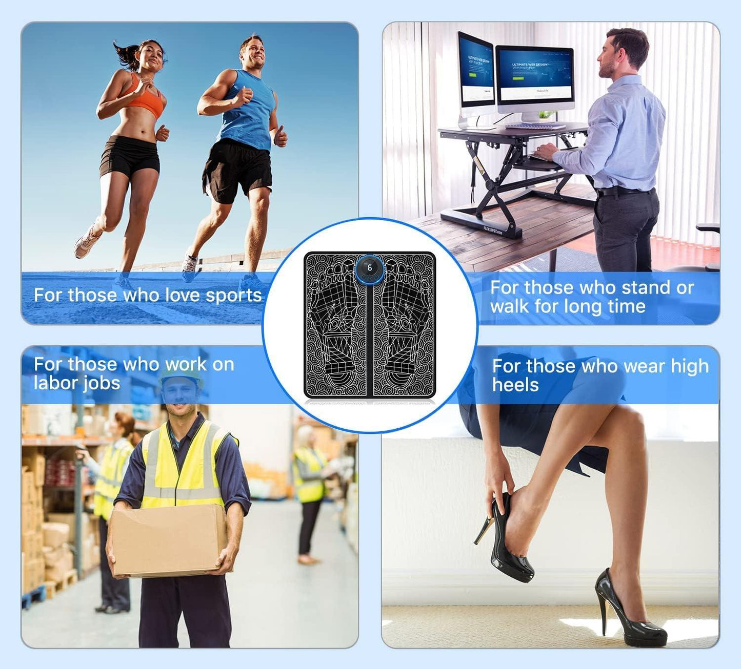 EMS Foot Massager Mat – Instant Pain Relief, Improved Blood Circulation & Muscle Relaxation (8 Modes, 19 Levels)