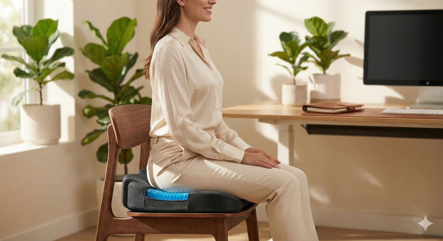 “Tailbone & Lower Back Pain Relief – Gel Infused Orthopaedic Seat Cushion”