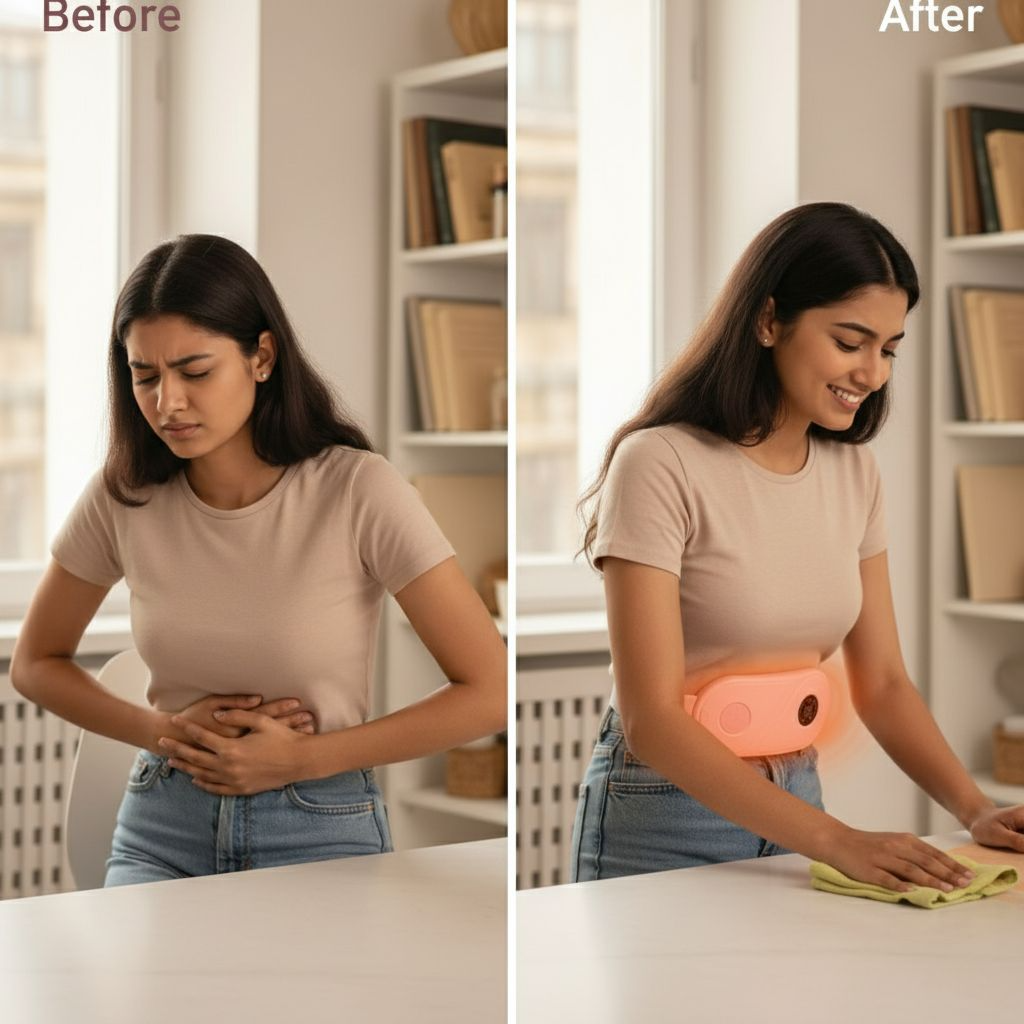 Intelligent Menstrual Heating Pad for Period Pain Relief | Fast Heating + Vibration Massage