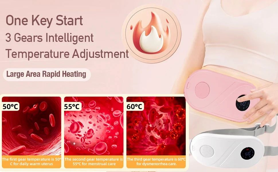 Intelligent Menstrual Heating Pad for Period Pain Relief | Fast Heating + Vibration Massage