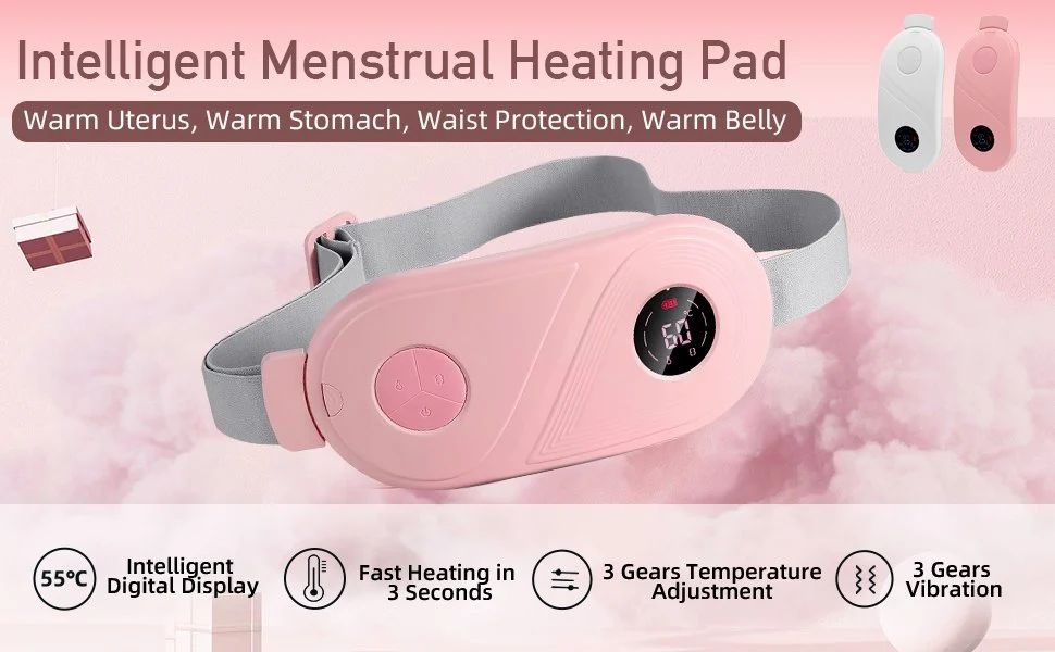 Intelligent Menstrual Heating Pad for Period Pain Relief | Fast Heating + Vibration Massage